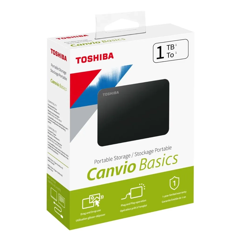 DISCO DURO EXTERNO TOSHIBA 1TB CANVIO BASICS USB